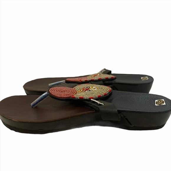 MSGANA Beaded African Thong Sandal Flip Flop - Picture 2 of 8